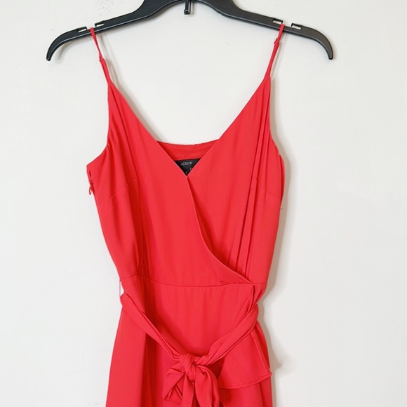J.Crew Black Label Red Wrap ruffle tie maxi dress women size 2 - Picture 6 of 9